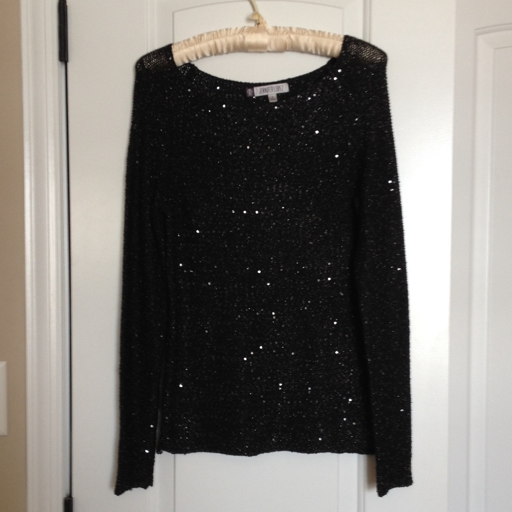 Sequin-Accent Black Women’s Sweater